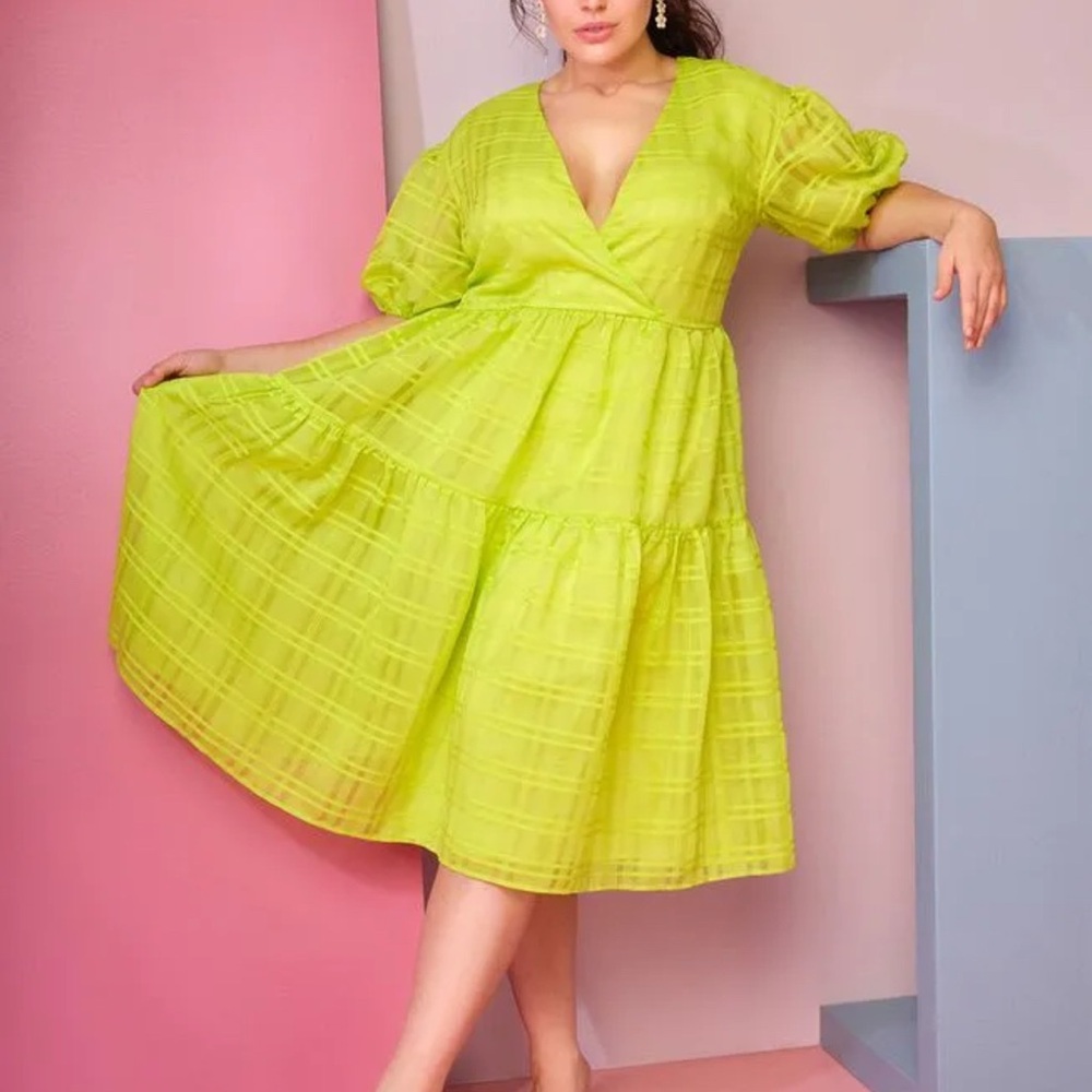 Eloquii Lime Green Midi Dress